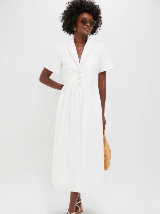 Tuckernuck Dresses & Skirts - Tuckernuck White Seersucker Shawl Collar Adelaide Dress NWT